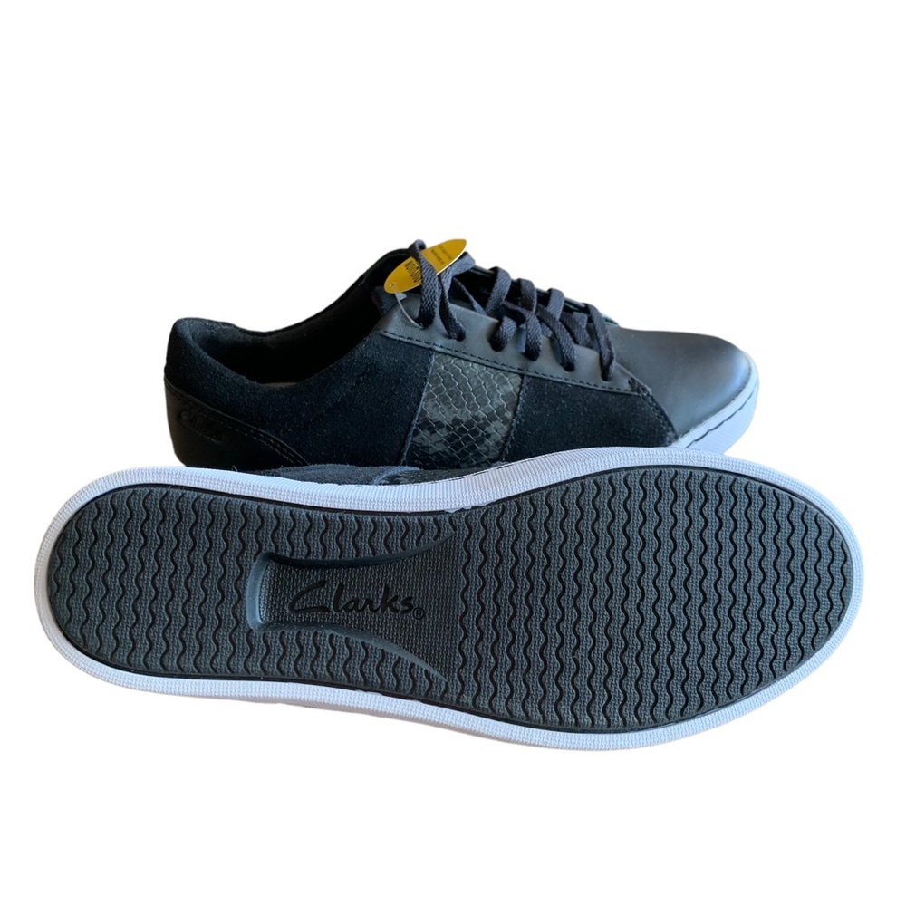 New Clarks collection Women Black leather sneakers ultimate comfort size 6.5 US - Picture 3 of 8